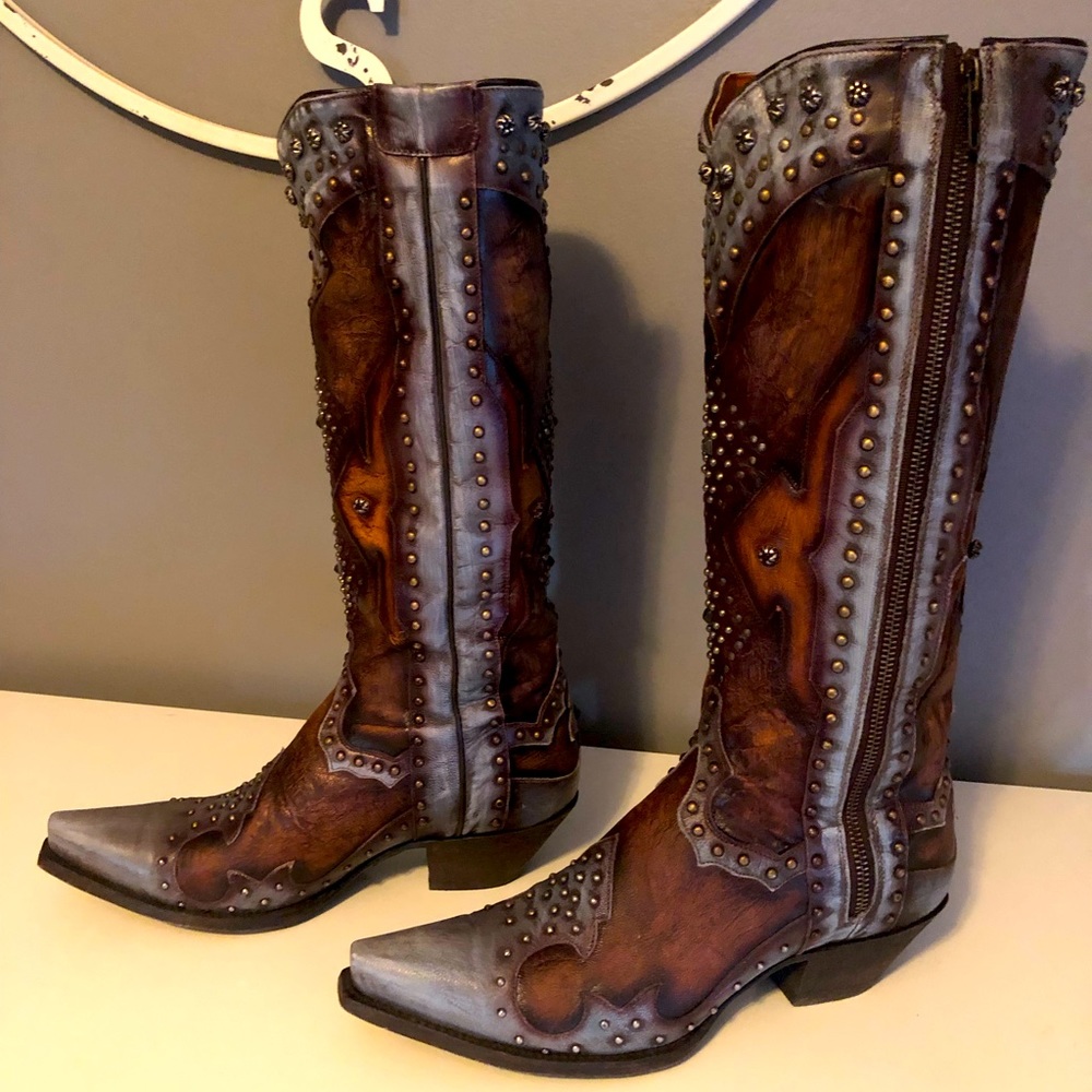Dan post full zipper cowgirl boot